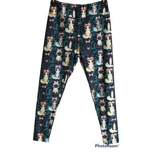 Womens Amelia Rose Leggings Cat Feline Design Multicolor Size TC 16-22/24 EUC